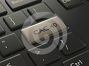 3d render of computer keyboard with CAC 40 index button