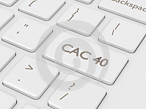 3d render of computer keyboard with CAC 40 index button