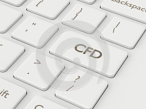 3d render of computer keyboard with CFD button