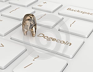 3d render of computer keyboard with Dogecoin button
