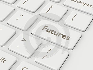 3d render of computer keyboard with FUTURES button