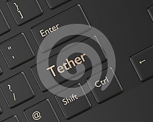 3d render of computer keyboard with Tether button