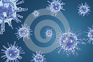 3D render of Coronavirus cells background