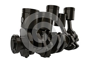 3D render - crankshaft with 4 cylinders