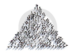 3D render crowd of people on white background from top view