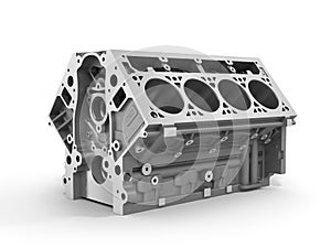 3d render of cylinder block from strong car with V8