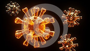 3d render of Dangerous coronavirus Sars Mers COVID-19 infection medical illustration. Respiratory virus pandemic 2020.