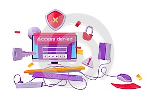 3d render data protection, access denied concept