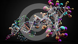3d render of DNA structure on black background. 3d illustration