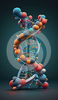 3d render of DNA structure on dark background. 3d illustration