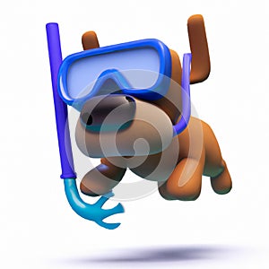 3d render of a dog scuba diving