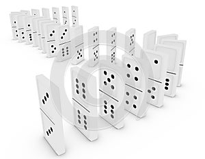 3d Render of Dominoes in a Curved Line