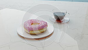 3D Render Of Doughnut And Coffee Cup