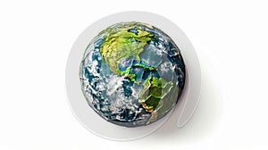 3D Render of Earth Globe Showing Americas on White Background for Illustrations and Presentations