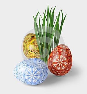 3D render of easter folk eggs
