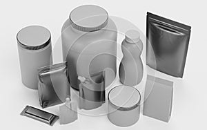 3D Render of Empty Food Containers