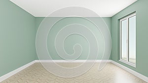 3d render emty room soft pastel green relax