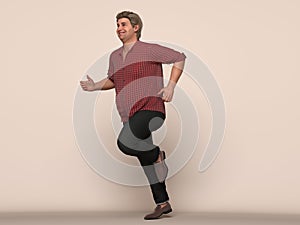 3D Render : endomorph overweight male body type with running activities