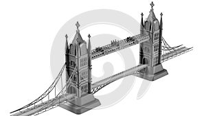 3D render of an English bridge on a white background