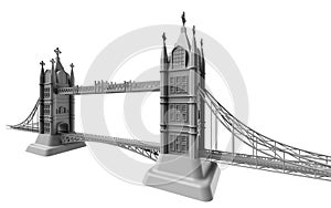 3D render of an English bridge on a white background