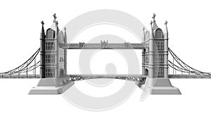 3D render of an English bridge on a white background