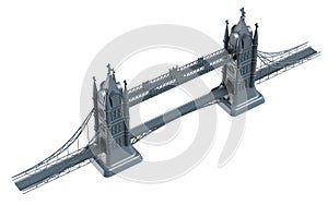 3D render of an English bridge on a white background