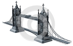 3D render of an English bridge on a white background