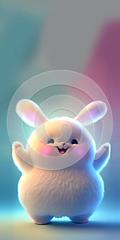 3D Render of Existed Rabbit Or Bunny Character Standing On Shiny Gradient Background And Copy