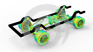 3D render - FEA study of a car suspensions