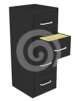 3d Render of a File Cabinet with an Open Drawer