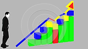 3d render a financial chart with interweaving arrows going up the image