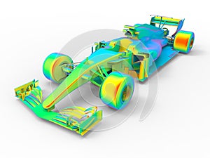 3D render - finite element analysis racing car chassis