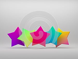 3d render of five colorful colorful stars