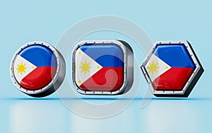 3d render Flag signs of Philippines in three different shape