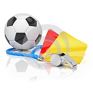 3d render - football concept - whistle - football - red and yell