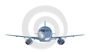 3d render. front view of a commercial aeroplane isolated on a white