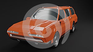 3d render front view SUV car low poly model