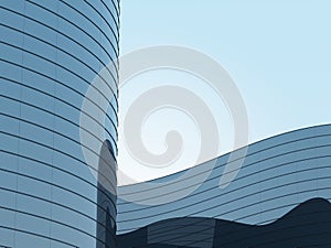 3D render of futuristic architecture, Skyscraper building with curve glass window