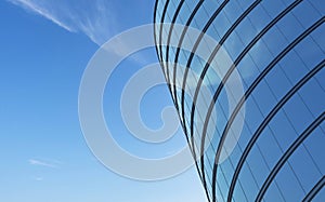 3D render of futuristic architecture, Skyscraper building with curve glass window