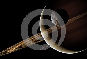 3D Render, Gas giant planet in deep space