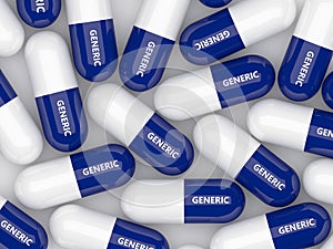 3D render of generic drug pills