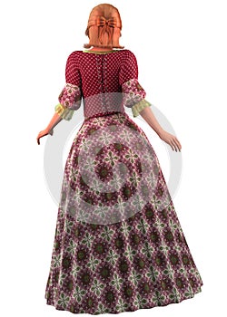 3D Render of Girl in colorful medieval dress