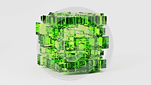 3d render glass cube technology geometric background animation