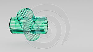 3d render glass cylinder cross technology geometric background animation