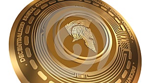 3D Render Golden Agrello Delta Dlt Cryptocurrency Coin Symbol Close up