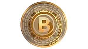 3D Render Golden Blackcoin Blk Cryptocurrency Coin Symbol Close up