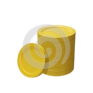 3D render golden stack and coin