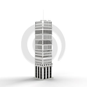 3D render of a gray modern office building isolated on the white background