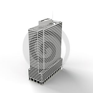 3D render of a gray modern office building isolated on the white background