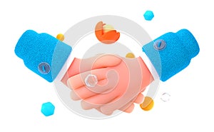 3d render handshake icon isolated business concept
